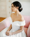 Satin Elegant A Line Wedding Dresses Off Shoulder