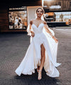 Sweetheart Long Sleeves Split Lace Chiffon A-Line Wedding Dress