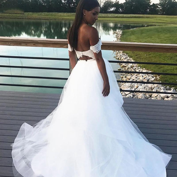 Summer A Line Wedding Dresses 2020 Sexy Back Lace Sweetheart Off Shulder Bride Gowns