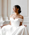 Satin Elegant A Line Wedding Dresses Off Shoulder