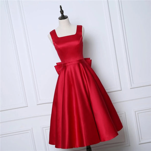 Red Tea Length Backless Cocktail Homecoming Dress Junior Vestidos De Gala