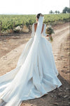 Long Sleeves Satin Wedding Dresses With Court Train