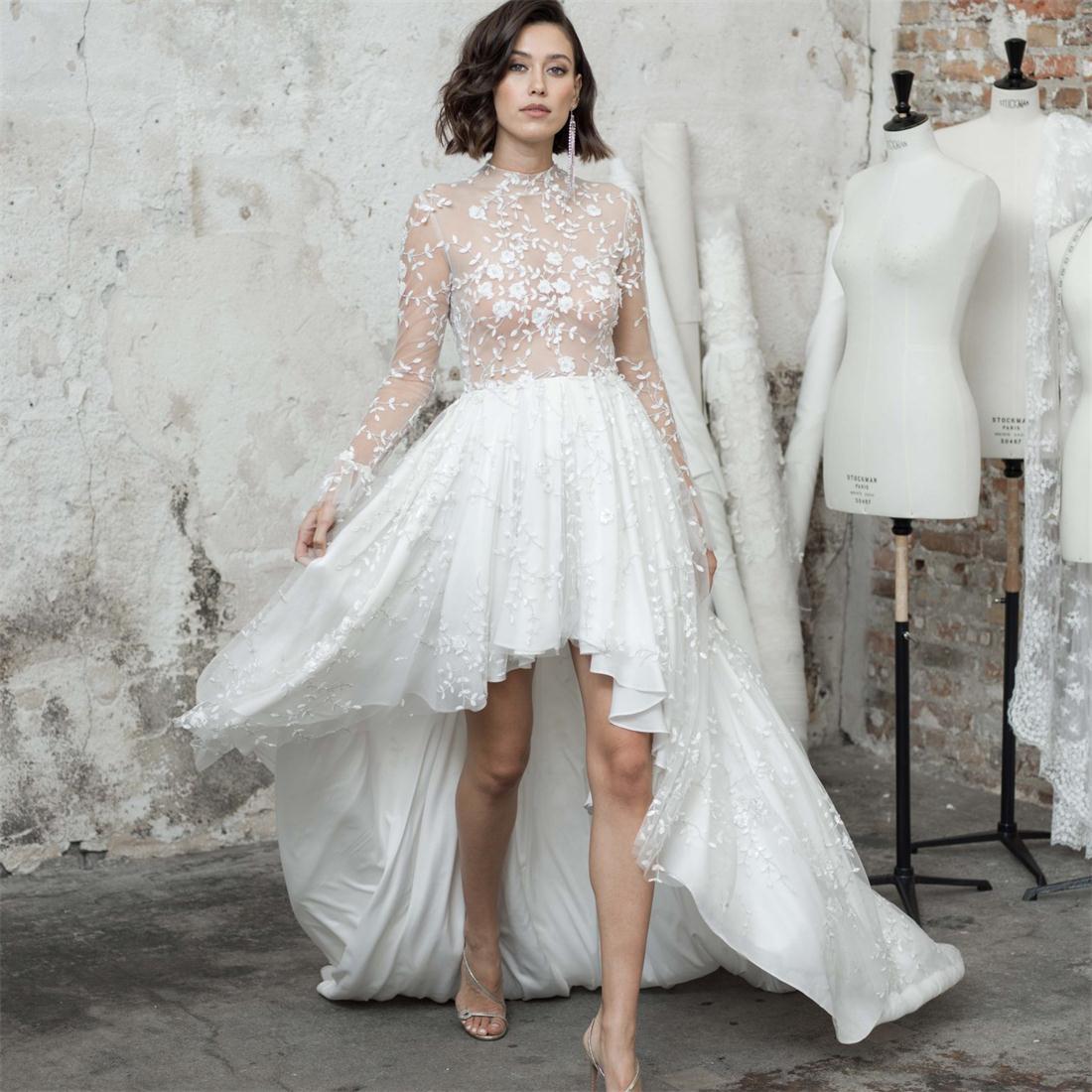 Sexy High Low Wedding Dresses 2021 A Line Backless Vestidos De Novia TANYA BRIDAL Sexy High Low Wedding Dresses 2021 A Line Backless Vestidos De Novia TANYA BRIDAL