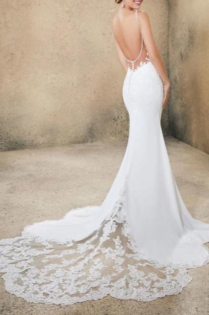 Mermaid / Trumpet Wedding Dresses V Neck Court Train TANYA BRIDAL Mermaid / Trumpet Wedding Dresses V Neck Court Train TANYA BRIDAL