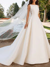 A-Line Wedding Dresses Bateau Neck Court Train