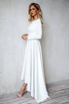 Full Sleeve Short Front Long Back Wedding Dresses DW095