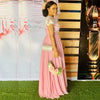 Blush Pink Chiffon Bridesmaid Dresses Long With Lace Cap Sleeves