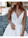 A-Line Wedding Dresses V Neck Sleeveless Luxurious with Split Front