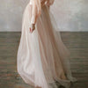 Boho Wedding Dress Long Sleeves A Line Champagne Tulle Princess Bride Dress