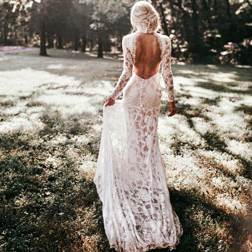 Open Back Lace Fitted Wedding Dress ZC21991731 TANYA BRIDAL Open Back Lace Fitted Wedding Dress ZC21991731 TANYA BRIDAL
