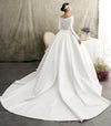 Long Sleeves Ball Gown Satin Wedding Bridal Dress