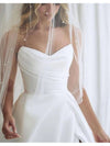 A-Line Wedding Dresses Sweetheart Neckline Court Train Satin Sleeveless