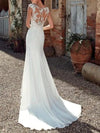 Sheath / Column Wedding Dresses Jewel Neck Sweep / Brush Train