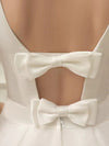 A-Line Wedding Dresses Jewel Neck Short / Mini Satin Sleeveless with Bow(s)
